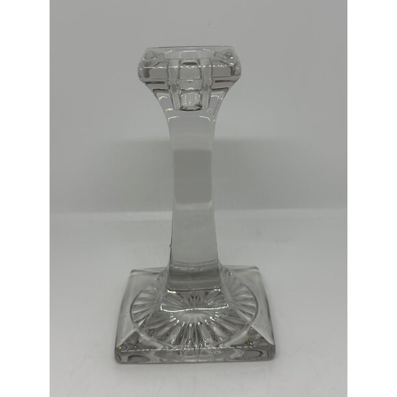 VTG Modern Crystal Square-Base Candlestick Holder – 3″×5.25″ Taper Candle Holder - Picture 2 of 6